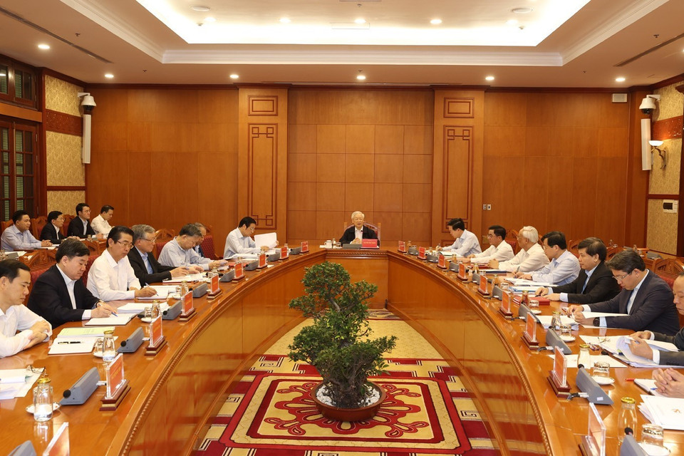 Tổng Bí thư, Chủ tịch nước Nguyễn Phú Trọng phát biểu chỉ đạo cuộc họp. (Ảnh: Trí Dũng/TTXVN)