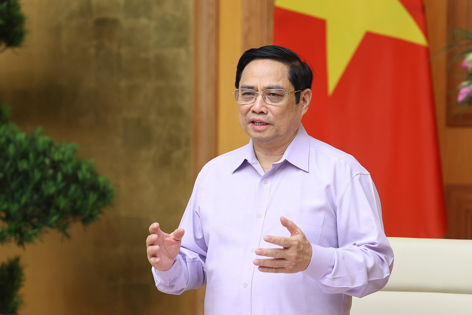  Thủ tướng Phạm Minh Chính chủ trì Hội nghị trực tuyến toàn quốc với các bộ, ngành Trung ương và địa phương về đẩy nhanh tiến độ thực hiện giải ngân vốn đầu tư công. (Ảnh: Dương Giang/TTXVN)