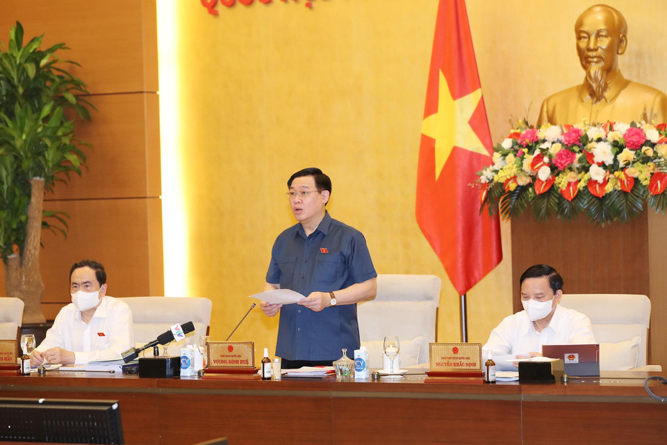 Chủ tịch Quốc hội Vương Đình Huệ phát biểu khai mạc. (Ảnh: Trọng Đức/TTXVN)