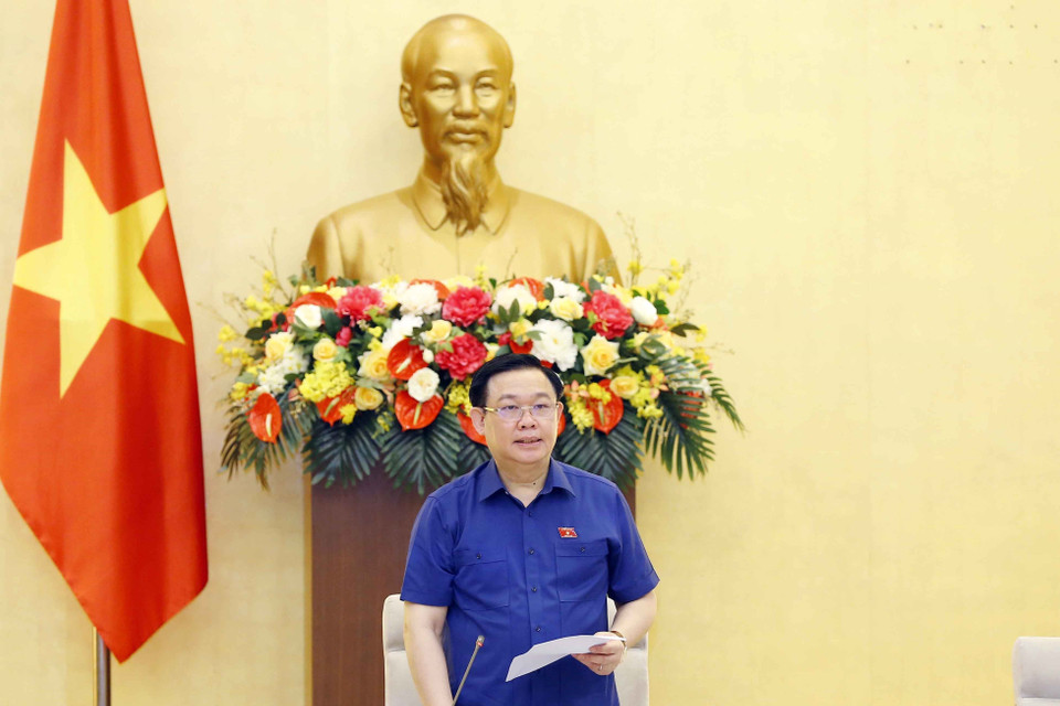 Chủ tịch Quốc hội Vương Đình Huệ phát biểu. (Ảnh: Doãn Tấn/TTXVN)