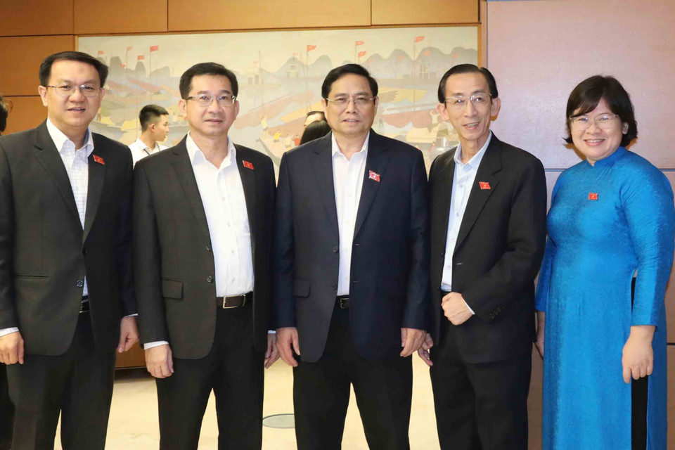 Thủ tướng Phạm Minh Chính và các đại biểu Quốc hội. (Ảnh: Phương Hoa/TTXVN)