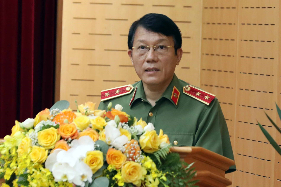 Trung tướng Lương Tam Quang,Thứ trưởng Bộ Công an, Trưởng Tiểu ban an ninh, trật tự cuộc bầu cử phát biểu. (Ảnh: Phạm Kiên/TTXVN)