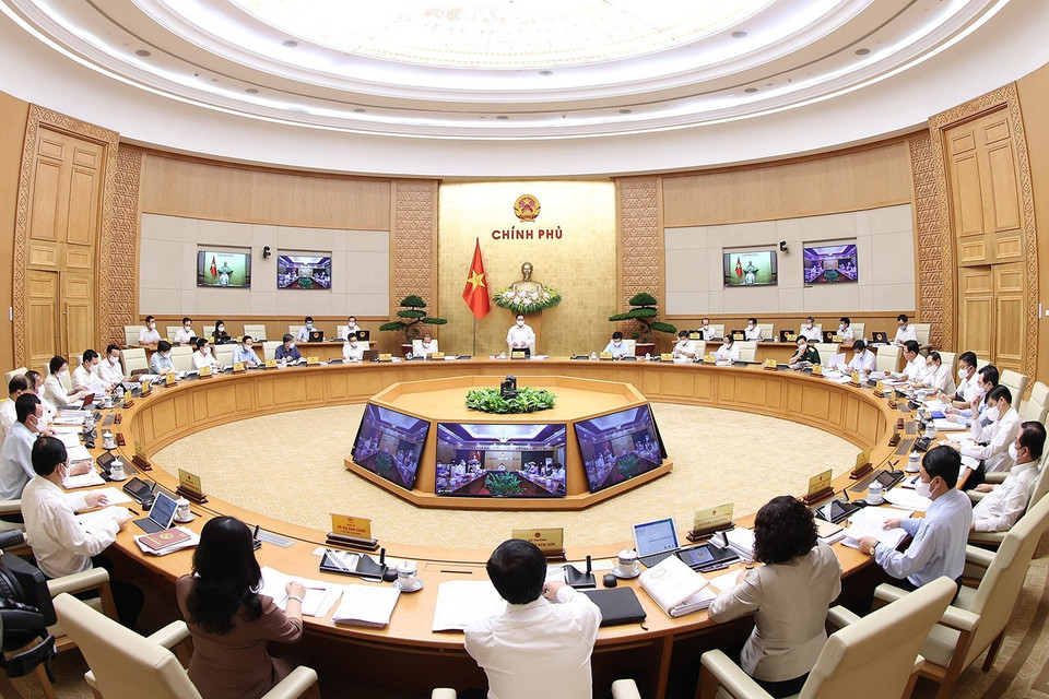 Quang cảnh Phiên họp Chính phủ thường kỳ tháng 5. (Ảnh: Dương Giang/TTXVN)