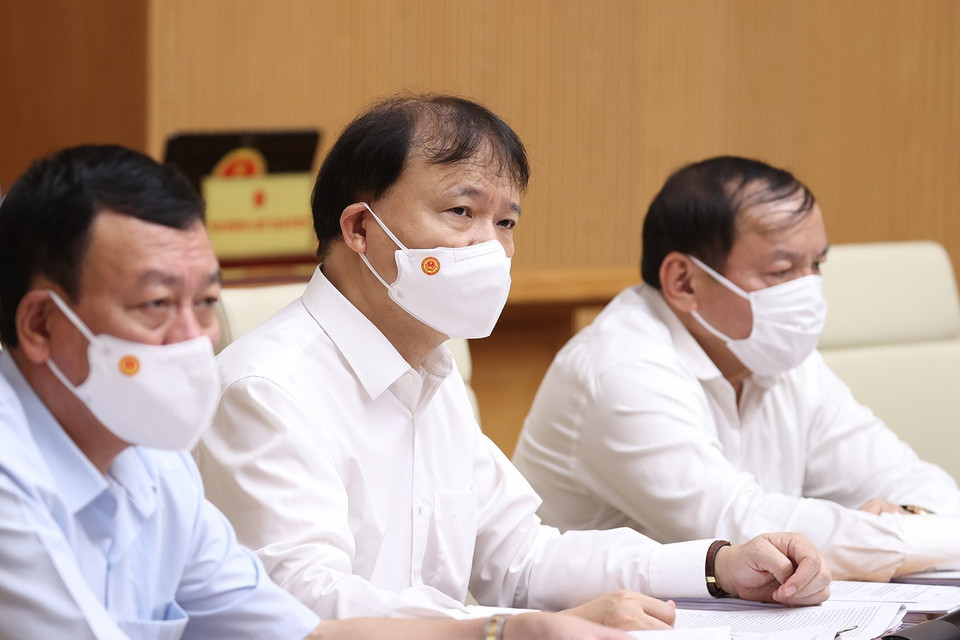 Các Bộ trưởng, thành viên Chính phủ tham dự Phiên họp Chính phủ thường kỳ tháng 5. (Ảnh: Dương Giang/TTXVN)