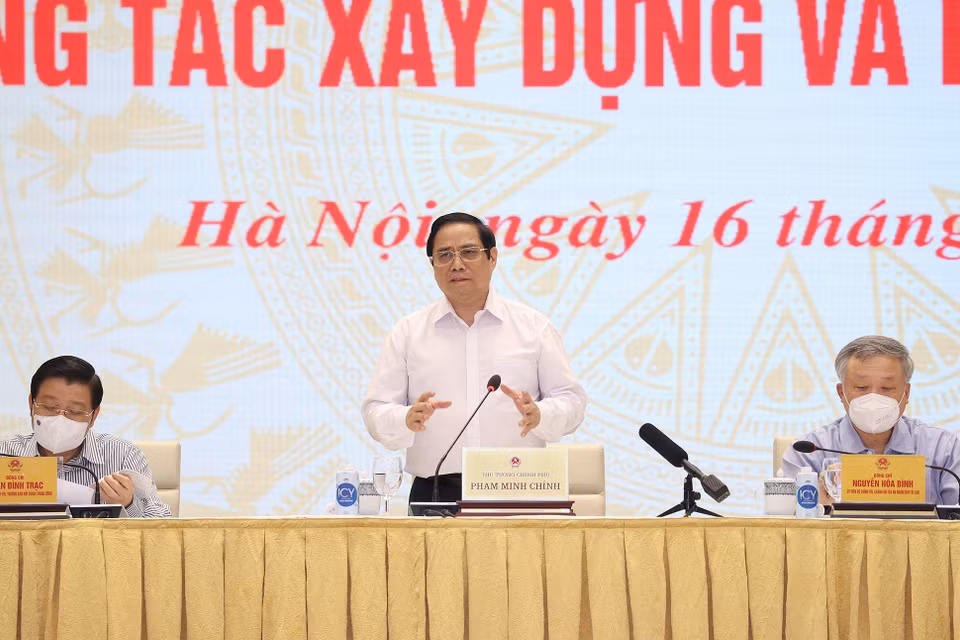 Thủ tướng Phạm Minh Chính phát biểu tại hội nghị. (Ảnh: Dương Giang/TTXVN)
