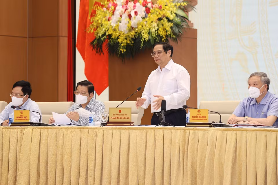 Thủ tướng Phạm Minh Chính chủ trì hội nghị. (Ảnh: Dương Giang/TTXVN)