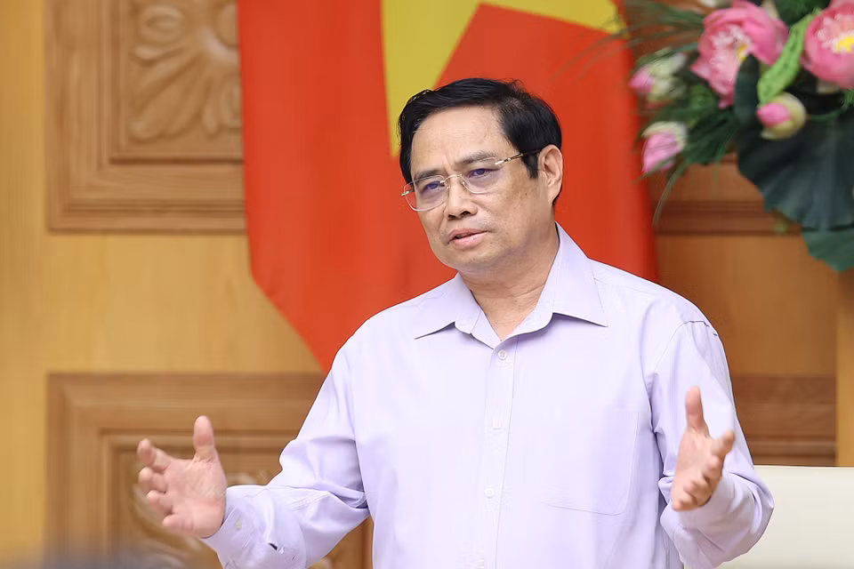 Thủ tướng Phạm Minh Chính phát biểu tại buổi làm việc. (Ảnh: Dương Giang/TTXVN)