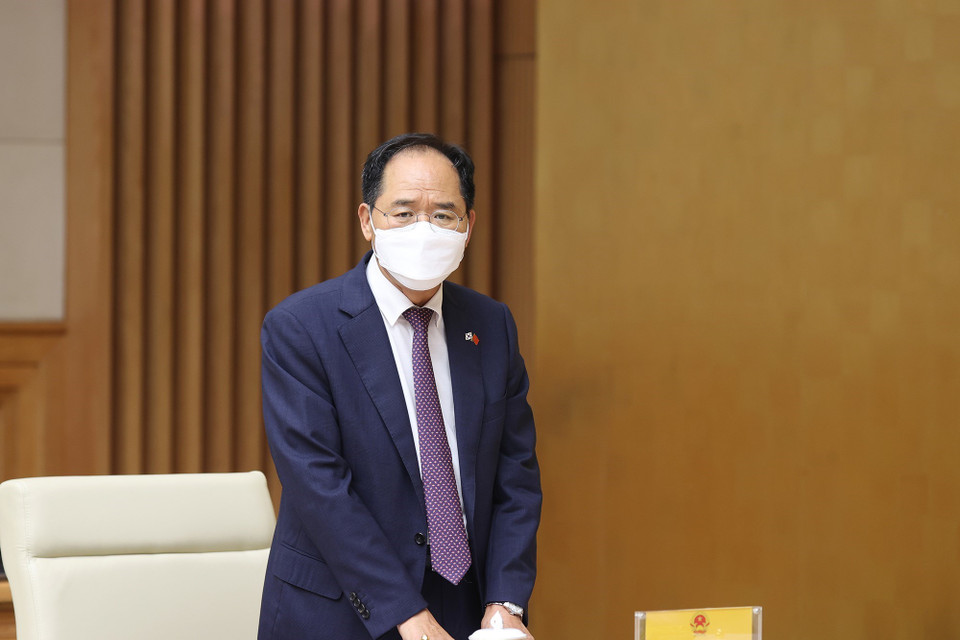 Đại sứ Hàn Quốc tại Việt Nam Park Noh Wan phát biểu. (Ảnh: Dương Giang/TTXVN)