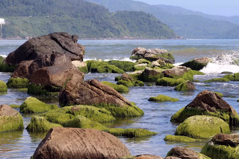 Bãi đá Nam Ô thuộc quận Liên Chiểu, thành phố Đà Nẵng đang là thời điểm đẹp nhất trong năm, thu hút nhiều người dân và du khách đến tham quan. (Ảnh: Trần Lê Lâm/TTXVN)