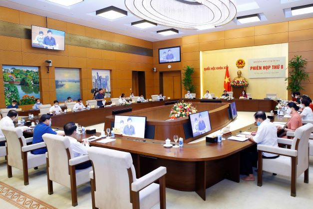 Quang cảnh Phiên họp thứ 8 của Hội đồng Bầu cử Quốc gia. (Ảnh: Doãn Tấn/TTXVN)