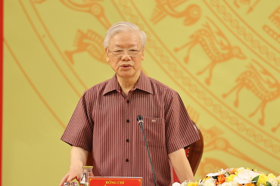 Tổng Bí thư Nguyễn Phú Trọng phát biểu tại buổi lễ. (Ảnh: Trí Dũng/TTXVN)