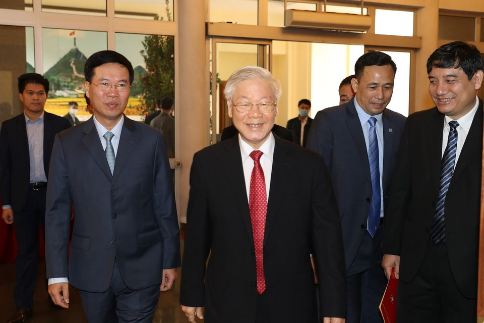 Tổng Bí thư, Chủ tịch nước Nguyễn Phú Trọng đến dự buổi lễ. (Ảnh: Trí Dũng/TTXVN)