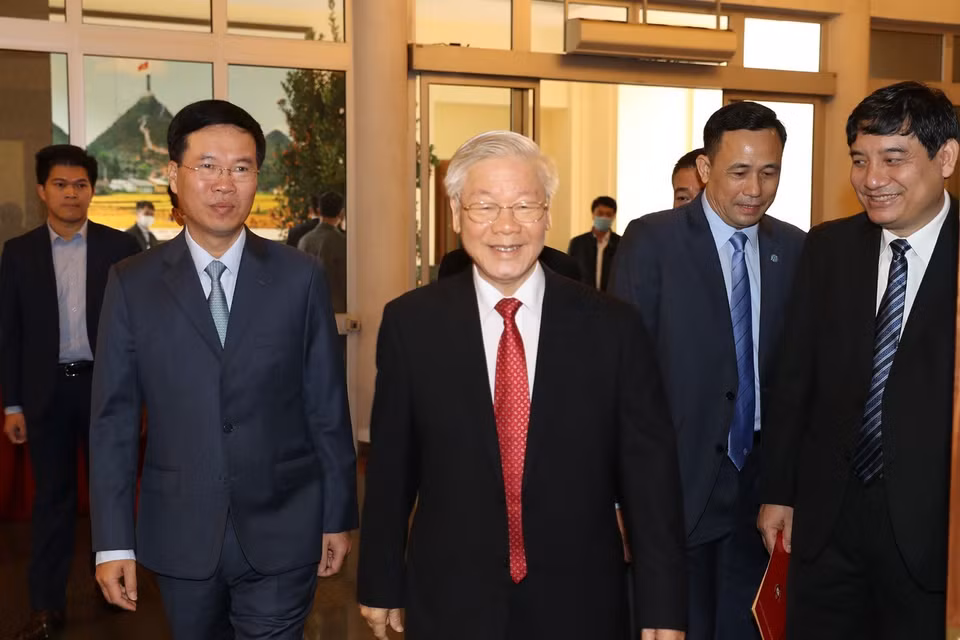 Tổng Bí thư, Chủ tịch nước Nguyễn Phú Trọng đến dự buổi lễ. (Ảnh: Trí Dũng/TTXVN)