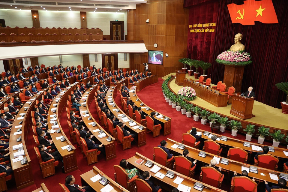 Hội nghị lần thứ ba Ban Chấp hành Trung ương Đảng Cộng sản Việt Nam khóa XIII họp phiên bế mạc tại Trụ sở Trung ương Đảng, Hà Nội. (Ảnh: Trí Dũng/TTXVN)