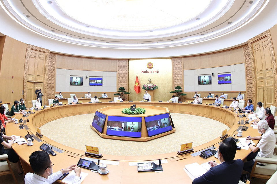 Quang cảnh cuộc họp tại Trụ sở Chính phủ. (Ảnh: Dương Giang/TTXVN)