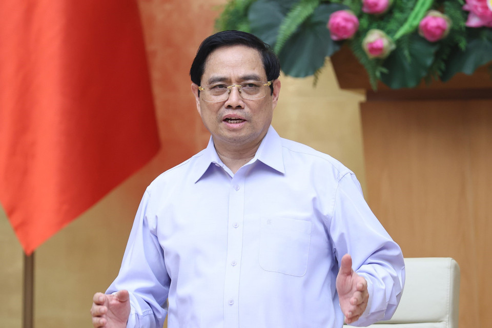 Thủ tướng Phạm Minh Chính chủ trì cuộc họp. (Ảnh: Dương Giang/TTXVN)