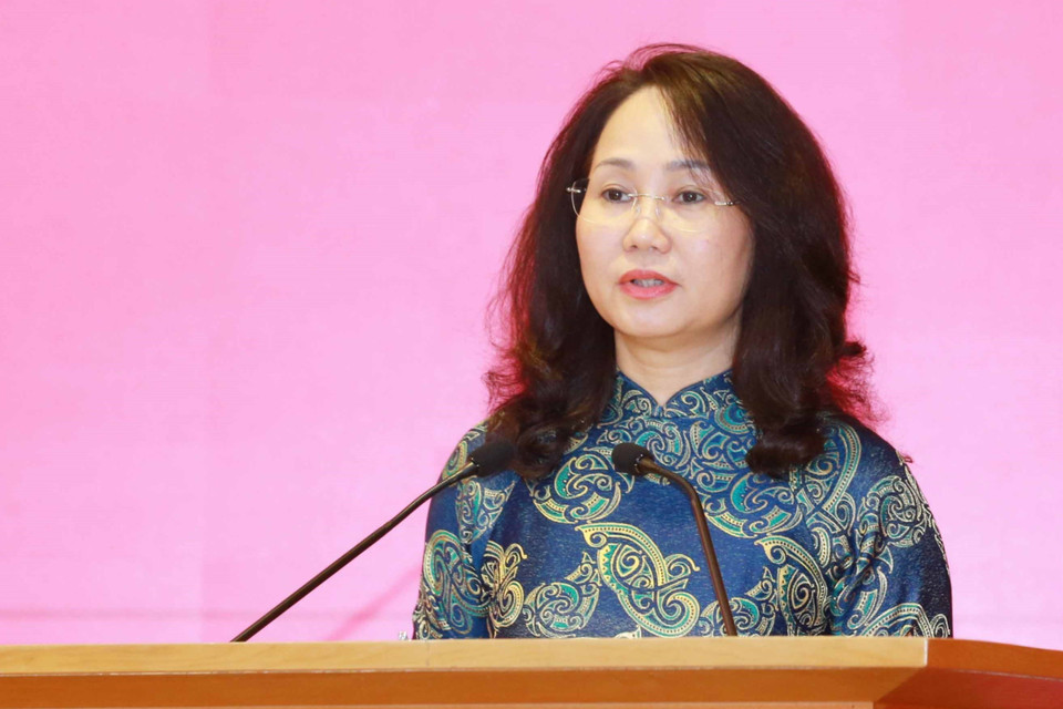 Bà Lâm Thị Phương Thanh phát biểu nhận nhiệm vụ. (Ảnh: Phương Hoa/TTXVN)