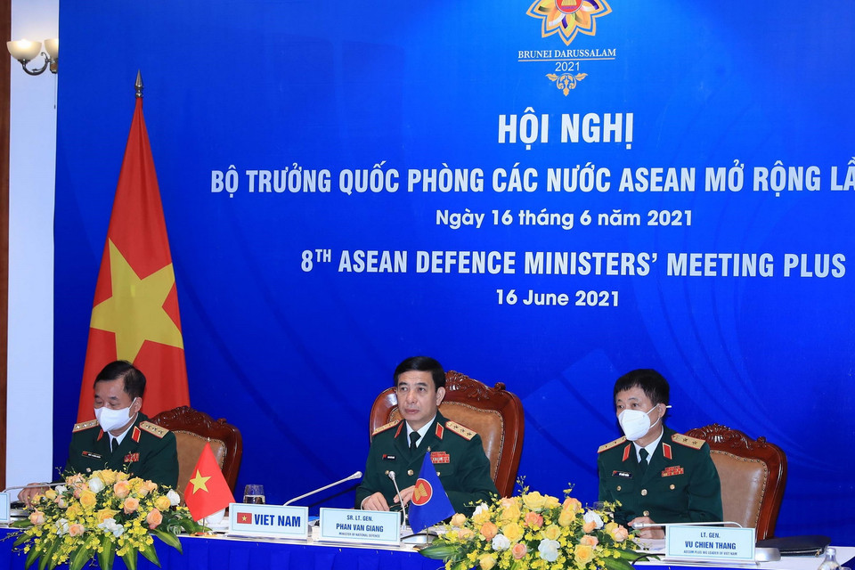 Bộ trưởng Bộ Quốc phòng Phan Văn Giang dự Hội nghị Bộ trưởng Quốc phòng các nước ASEAN mở rộng (ADMM+) lần thứ 8. (Ảnh: Trọng Đức/TTXVN)