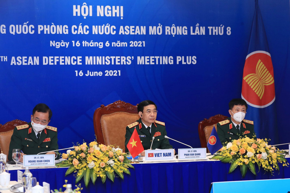 Bộ trưởng Bộ Quốc phòng Phan Văn Giang dự Hội nghị Bộ trưởng Quốc phòng các nước ASEAN mở rộng (ADMM+) lần thứ 8. (Ảnh: Trọng Đức/TTXVN)