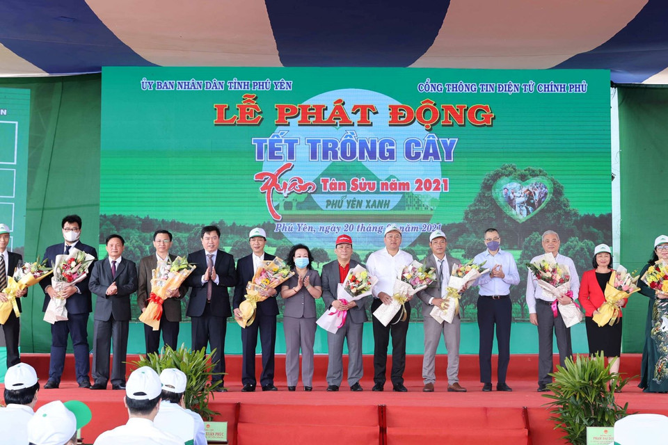 Quang cảnh lễ phát động 'Tết trồng cây' Xuân Tân Sửu năm 2021 tại Phú Yên. (Ảnh: Thống Nhất/TTXVN)