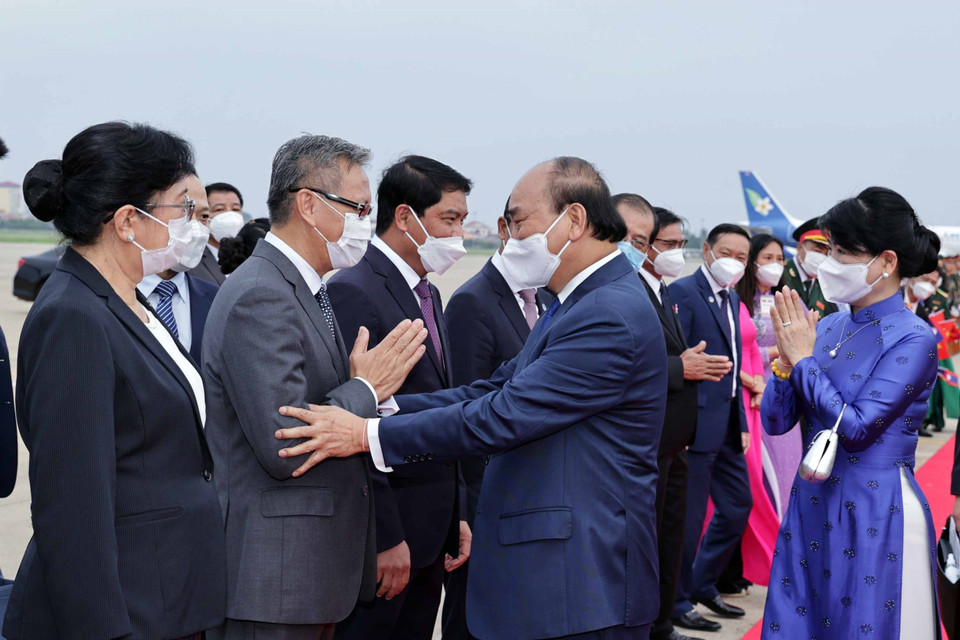 Đây cũng là lần đầu tiên kể từ sau Đại hội Đảng XI, Lào đón một nguyên thủ quốc gia nước ngoài tới thăm. (Ảnh: Thống Nhất/TTXVN)