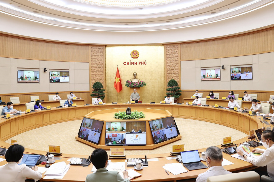 Quang cảnh cuộc họp Ban Chỉ đạo Quốc gia phòng, chống dịch COVID-19. (Ảnh: Dương Giang/TTXVN)