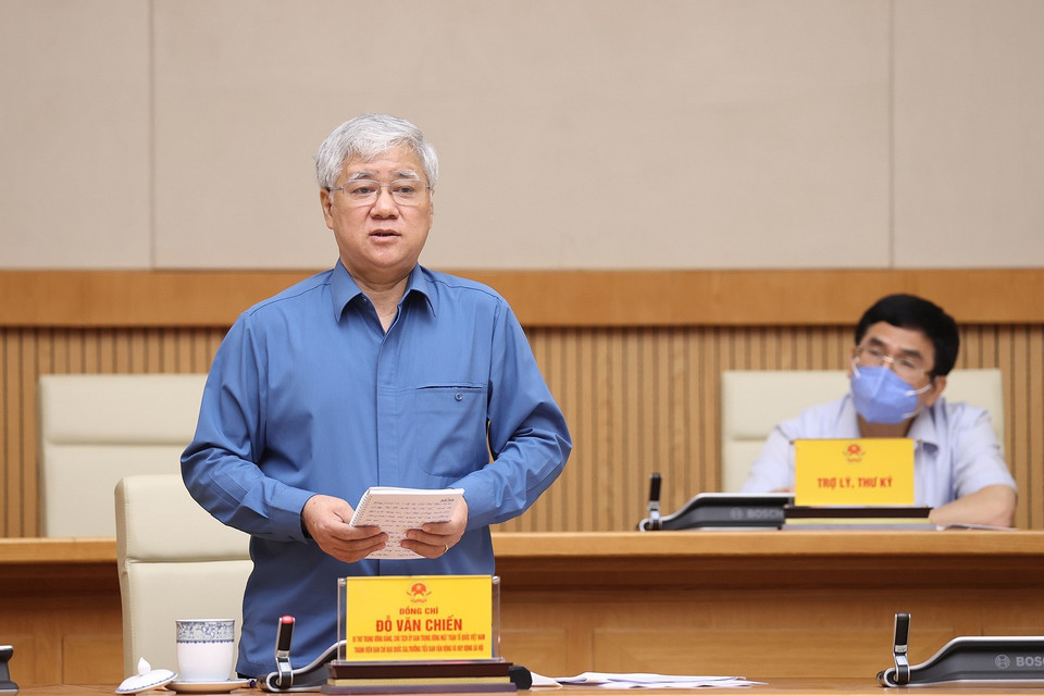 Bí thư Trung ương Đảng, Chủ tịch Ủy ban Trung ương Mặt trận Tổ quốc Việt Nam Đỗ Văn Chiến phát biểu. (Ảnh: Dương Giang/TTXVN)