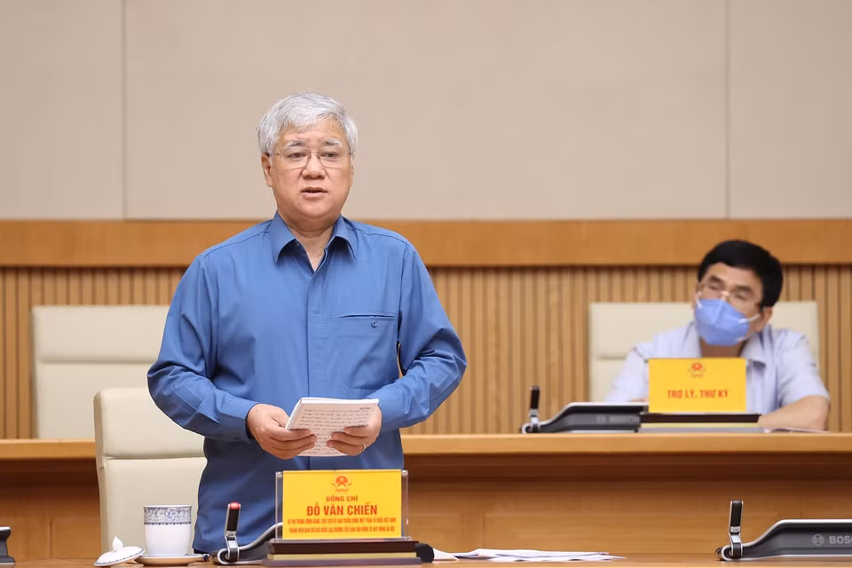 Bí thư Trung ương Đảng, Chủ tịch Ủy ban Trung ương Mặt trận Tổ quốc Việt Nam Đỗ Văn Chiến phát biểu. (Ảnh: Dương Giang/TTXVN)