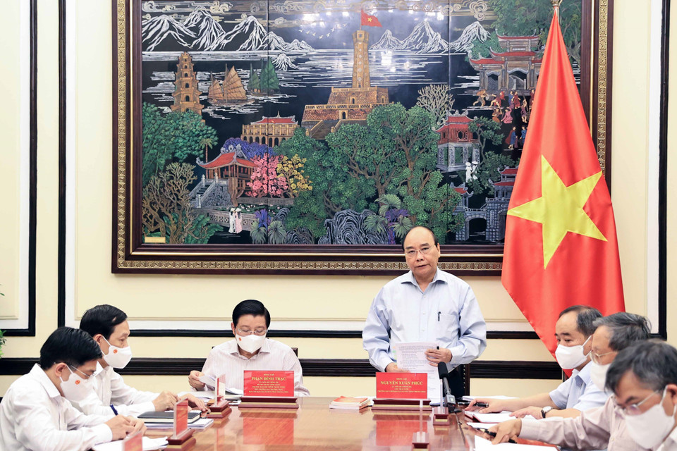 Chủ tịch nước Nguyễn Xuân Phúc, Trưởng ban Cải cách Tư pháp Trung ương phát biểu. (Ảnh: Thống Nhất/TTXVN)