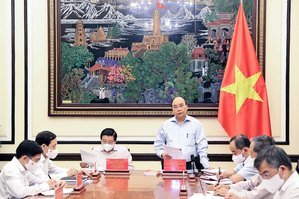 Chủ tịch nước Nguyễn Xuân Phúc, Trưởng ban Cải cách Tư pháp Trung ương phát biểu. (Ảnh: Thống Nhất/TTXVN)