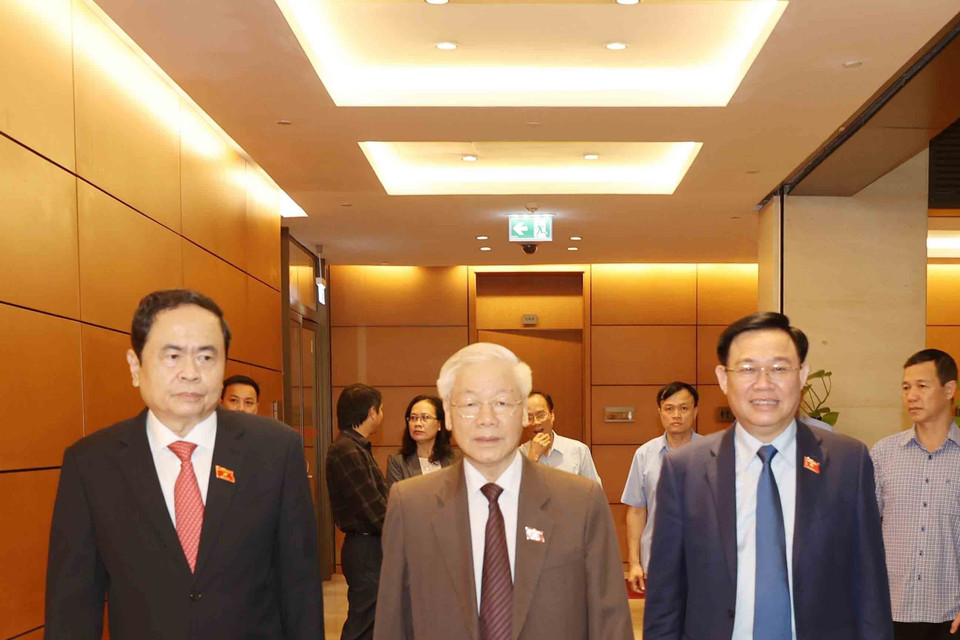 Tổng Bí thư, Chủ tịch nước Nguyễn Phú Trọng đến dự kỳ họp. (Ảnh: Trí Dũng/TTXVN)