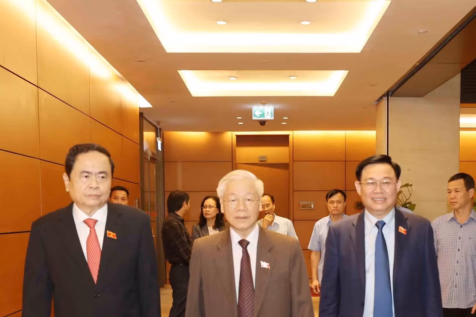 Tổng Bí thư, Chủ tịch nước Nguyễn Phú Trọng đến dự kỳ họp. (Ảnh: Trí Dũng/TTXVN)