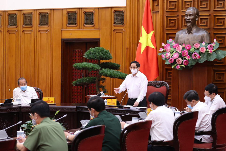 Thủ tướng Phạm Minh Chính phát biểu tại cuộc họp. (Ảnh: Dương Giang/TTXVN)