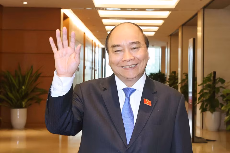 Thủ tướng Chính phủ Nguyễn Xuân Phúc tại Nhà Quốc hội chiều 1/4. (Ảnh: Thống Nhất/TTXVN)