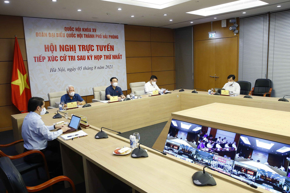 Quang cảnh buổi tiếp xúc trực tuyến. (Ảnh: Doãn Tấn/TTXVN)