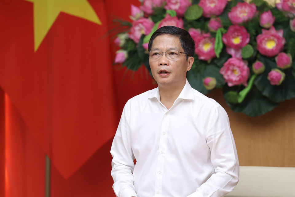 Ông Trần Tuấn Anh, Ủy viên Bộ Chính trị, Trưởng Ban Kinh tế Trung ương, Phó Trưởng Ban Thường trực Ban Chỉ đạo phát biểu. (Ảnh: Dương Giang/TTXVN)