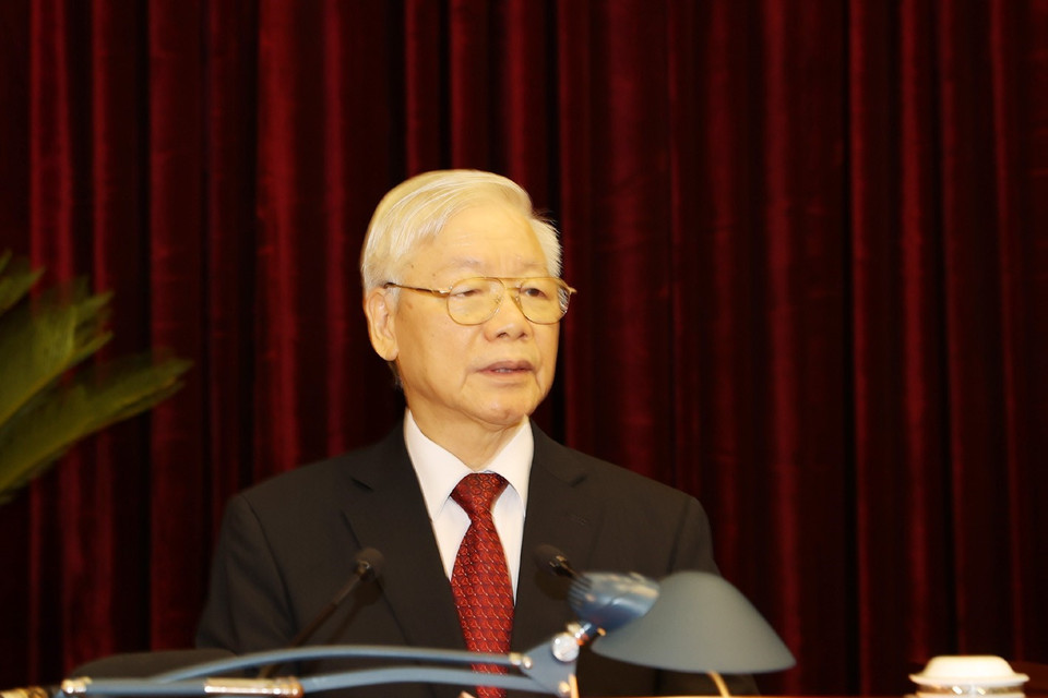 Tổng Bí thư Nguyễn Phú Trọng phát biểu khai mạc Hội nghị. (Ảnh: Trí Dũng/TTXVN)