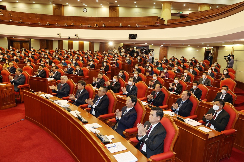 Các lãnh đạo Đảng, Nhà nước và các đại biểu dự khai mạc Hội nghị. (Ảnh: Trí Dũng/TTXVN)