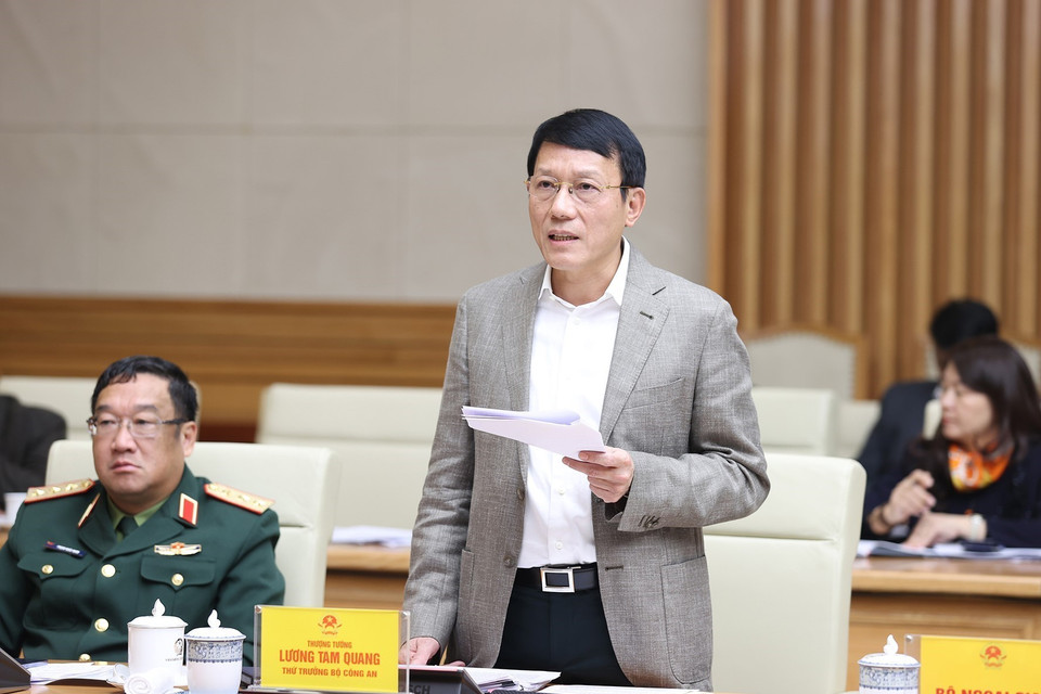 Thứ trưởng Bộ Công an Lương Tam Quang phát biểu. (Ảnh: Dương Giang/TTXVN)