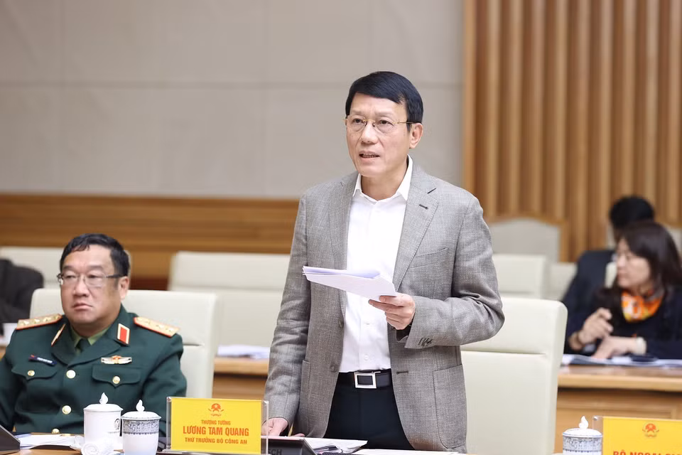 Thứ trưởng Bộ Công an Lương Tam Quang phát biểu. (Ảnh: Dương Giang/TTXVN)