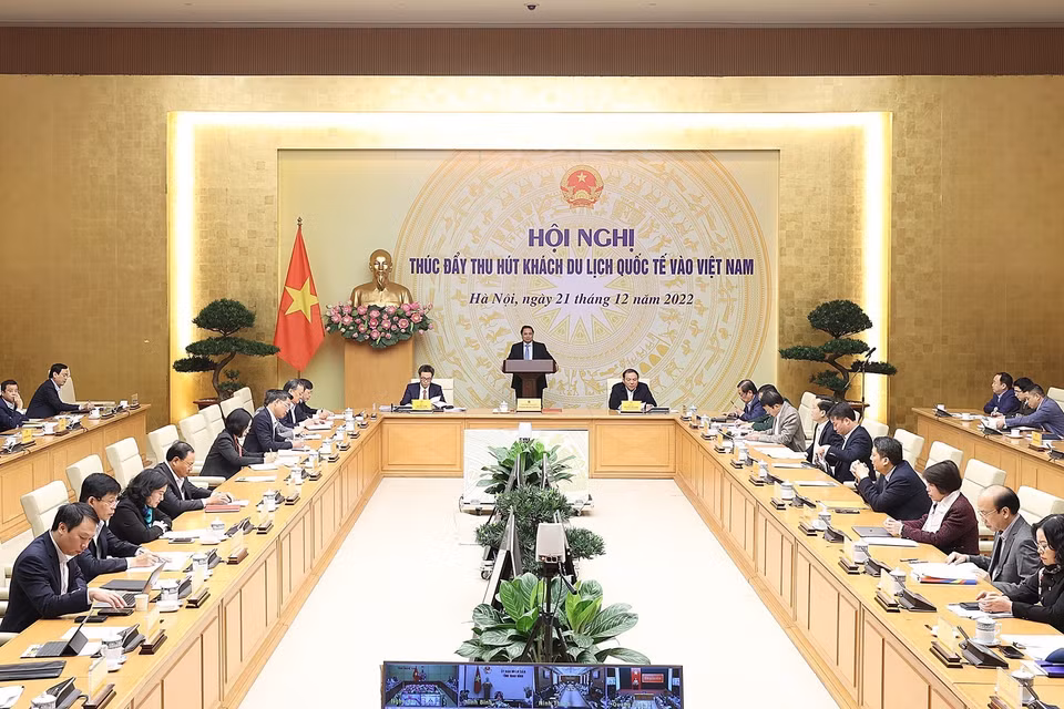 Thủ tướng Phạm Minh Chính phát biểu tại hội nghị. (Ảnh: Dương Giang/TTXVN)