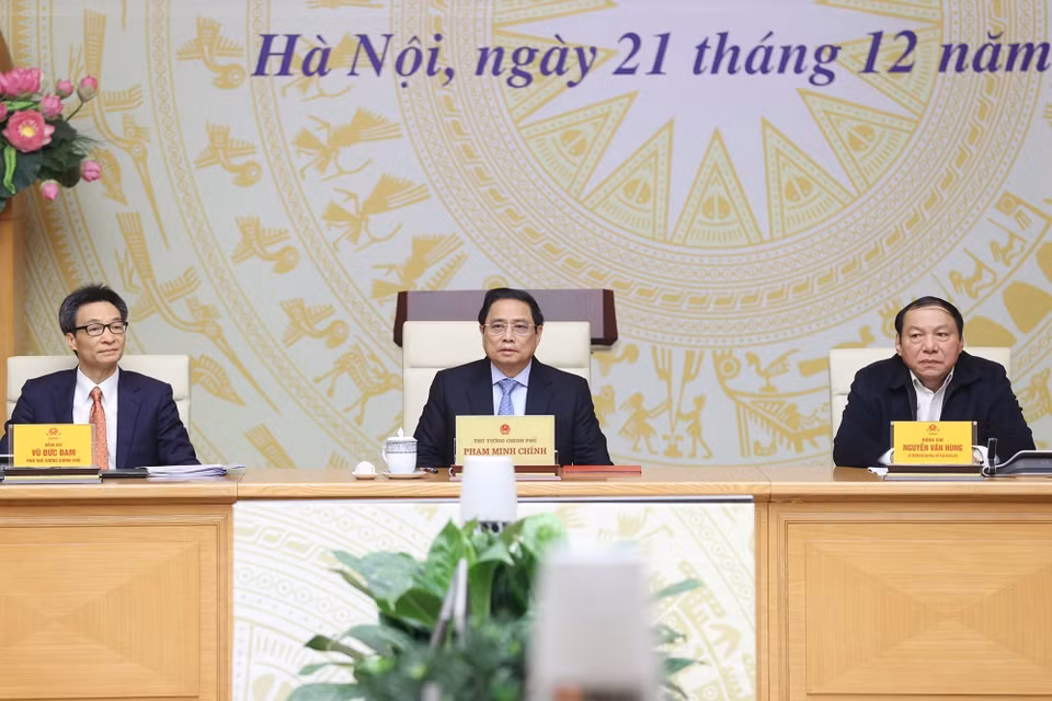 Thủ tướng Phạm Minh Chính chủ trì hội nghị. (Ảnh: Dương Giang/TTXVN)