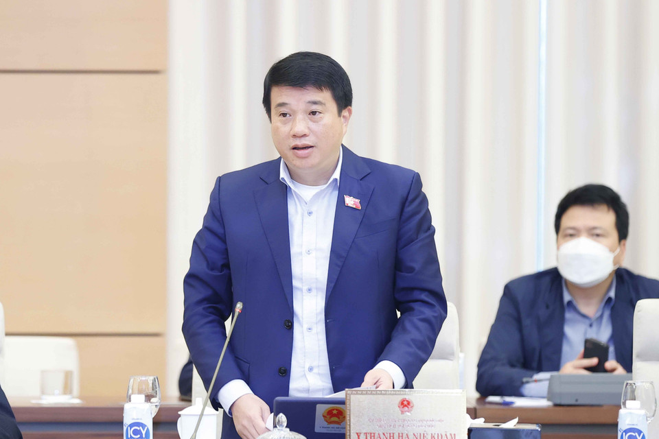 Chủ tịch Hội đồng Dân tộc của Quốc hội Y Thanh Hà Niê Kđăm phát biểu ý kiến. (Ảnh: Doãn Tấn/TTXVN)