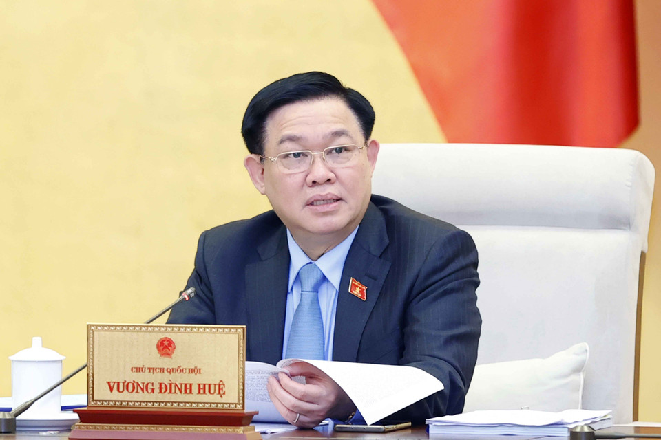 Chủ tịch Quốc hội Vương Đình Huệ phát biểu. (Ảnh: Doãn Tấn/TTXVN)