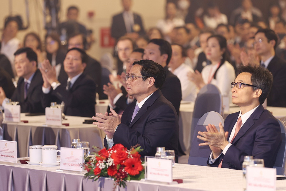 Thủ tướng Phạm Minh Chính dự buổi lễ. (Ảnh: Dương Giang/TTXVN)