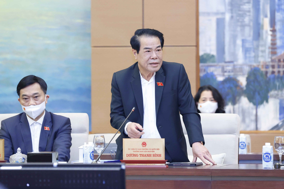 Trưởng Ban Dân nguyện thuộc Ủy ban Thường vụ Quốc hội Dương Thanh Bình trình bày báo cáo. (Ảnh: Doãn Tấn/TTXVN)