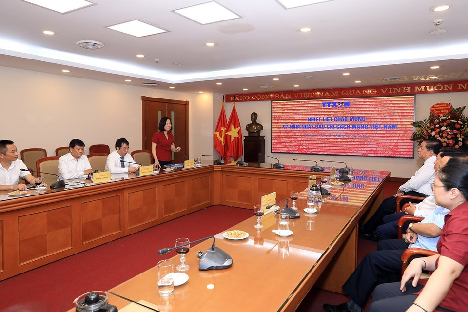 Tổng Giám đốc Thông tấn xã Việt Nam Vũ Việt Trang phát biểu. (Ảnh: Tuấn Anh/Thông tấn xã Việt Nam)