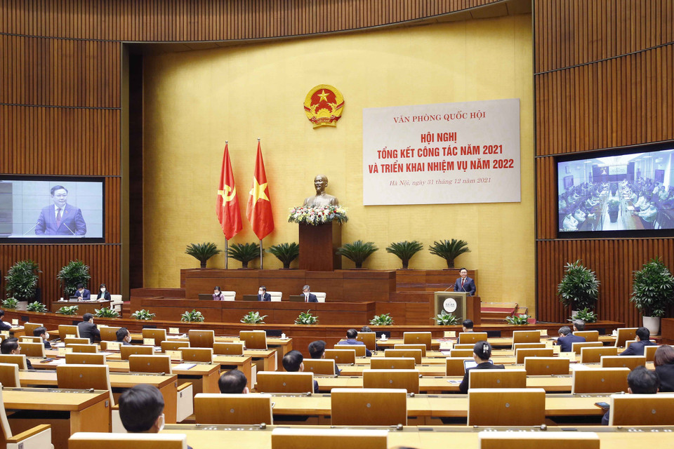 Chủ tịch Quốc hội Vương Đình Huệ phát biểu. (Ảnh: Doãn Tấn/TTXVN)