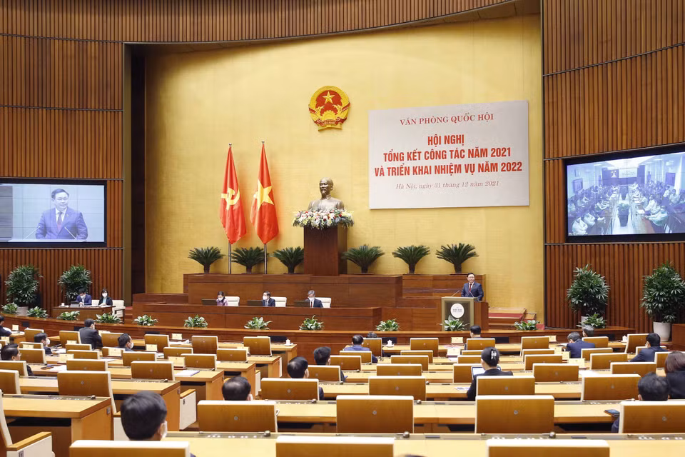 Chủ tịch Quốc hội Vương Đình Huệ phát biểu. (Ảnh: Doãn Tấn/TTXVN)