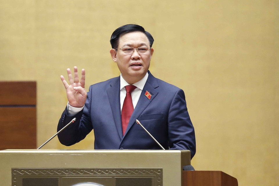 Chủ tịch Quốc hội Vương Đình Huệ phát biểu. (Ảnh: Doãn Tấn/TTXVN)